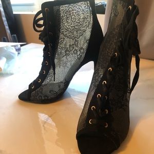 Black lace heels